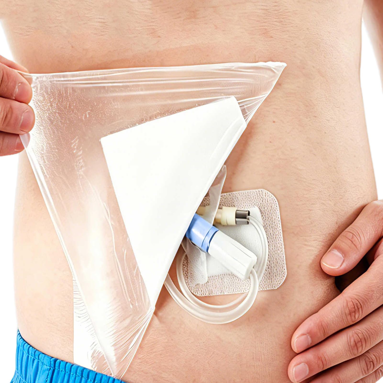 PICC Line Lot de 14 housses de douche imperméables pour port de dialyse sans colle au centre, accessoires de pansement PICC Line pour port de dialyse