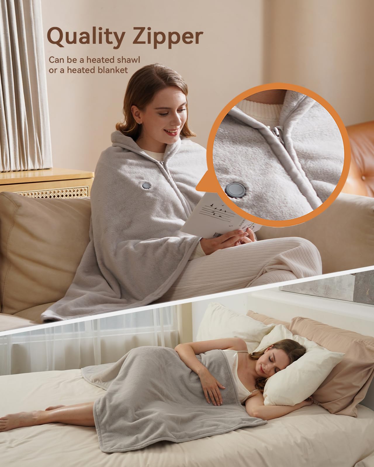 Zireot Battery Operated Heated Blanket – Portable USB Electric