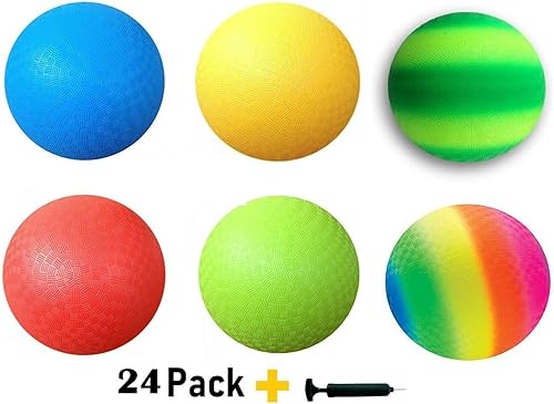Miniatura 5 de Paquete de 24 bolas de juego de 8.5 pulgadas (rojo, azul, verde, amarillo, arco iris, verdeswish)