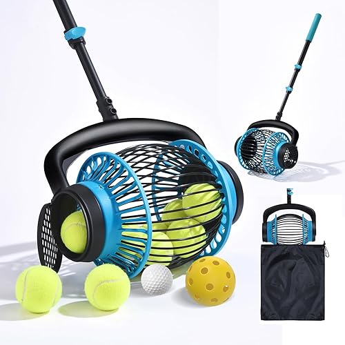 Rodillo de tolva de pelota de tenis, colector de pelotas de tenis portátil, tolva de tenis sin doblar, recogedor de pelota de tenis de rodadura