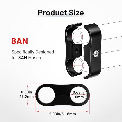 Miniatura 27 de EVIL ENERGY Abrazadera separadora de manguera 4AN, abrazadera de montaje de línea de combustible AN4, aluminio negro, 10