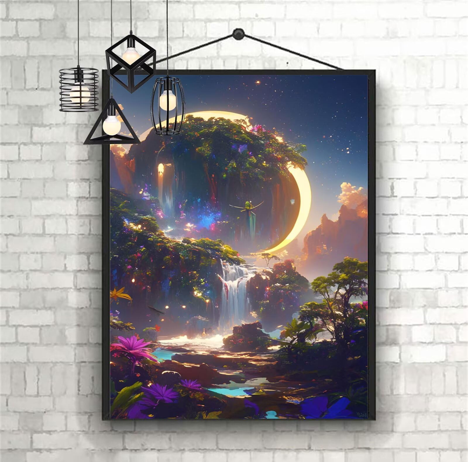 Diamentowe malowanie krajobrazu diamentowe dzieci 60x90 cm 2025 księżyc diamentowe malowanie diamentowe, DIY diamentowe rysunki ścieg krzyżykowy rzemiosło dla dorosłych, obraz diamentowy dekoracja