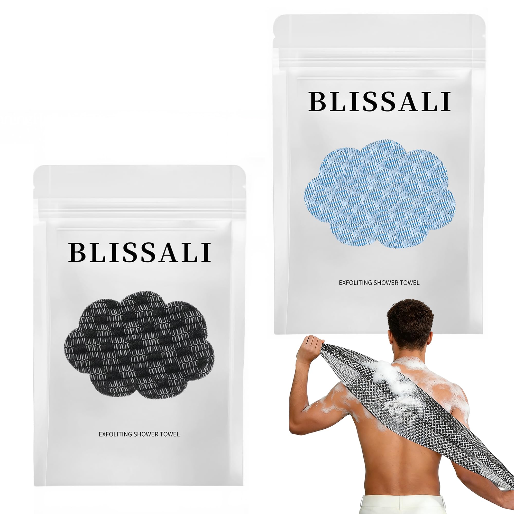Blissal Exfoliante antibacteriano toalla de ducha, Peeling cuerpo ducha, Accesorios de ducha de cepillo de espalda, Exfoliante ducha Schwamm scrubber, Loofah Schwamm für Männer Fraue (Rosa) — view 10