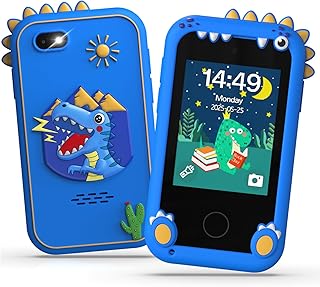 Fippesax Children's Mobile Phone Smartphone Toy, Children's Camera 2.8 Inch Mobile Phone for Girls Boys, 20 Learning Games, Dual Camera, 8GB SD Card, MP3 Player 3-9 Years, Blue