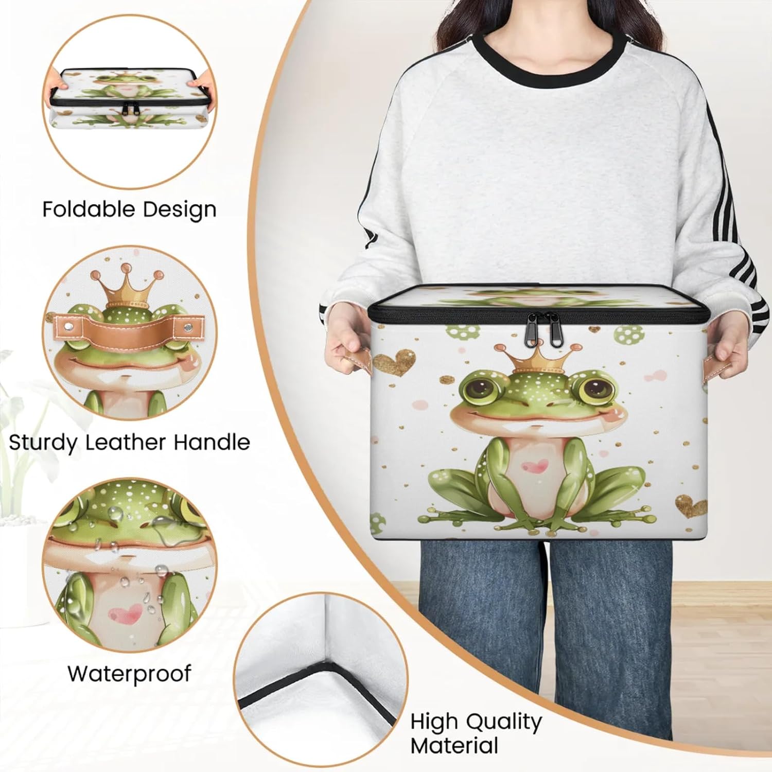 2-Pack Storage bins with lids - 26 quart organizer bins - Collapsible fabric storage bins with sturdy handles and double zipper tops - Versatile for home, toys, dorm rooms