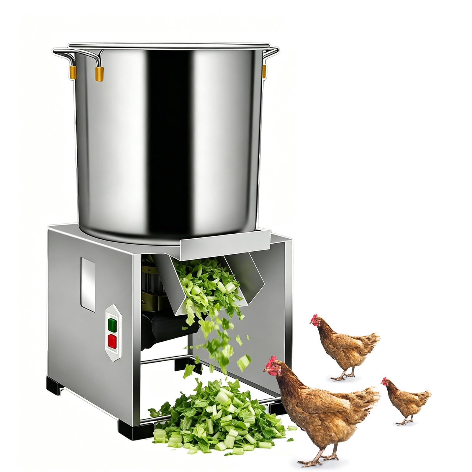 XUFWANYE Commercial Food Processor, Electric Vegetable Dicer Chopper, Farm Equipment, 50–120kg/H Output, for Animal Feed, Removable for Easy Cleaning 1800W