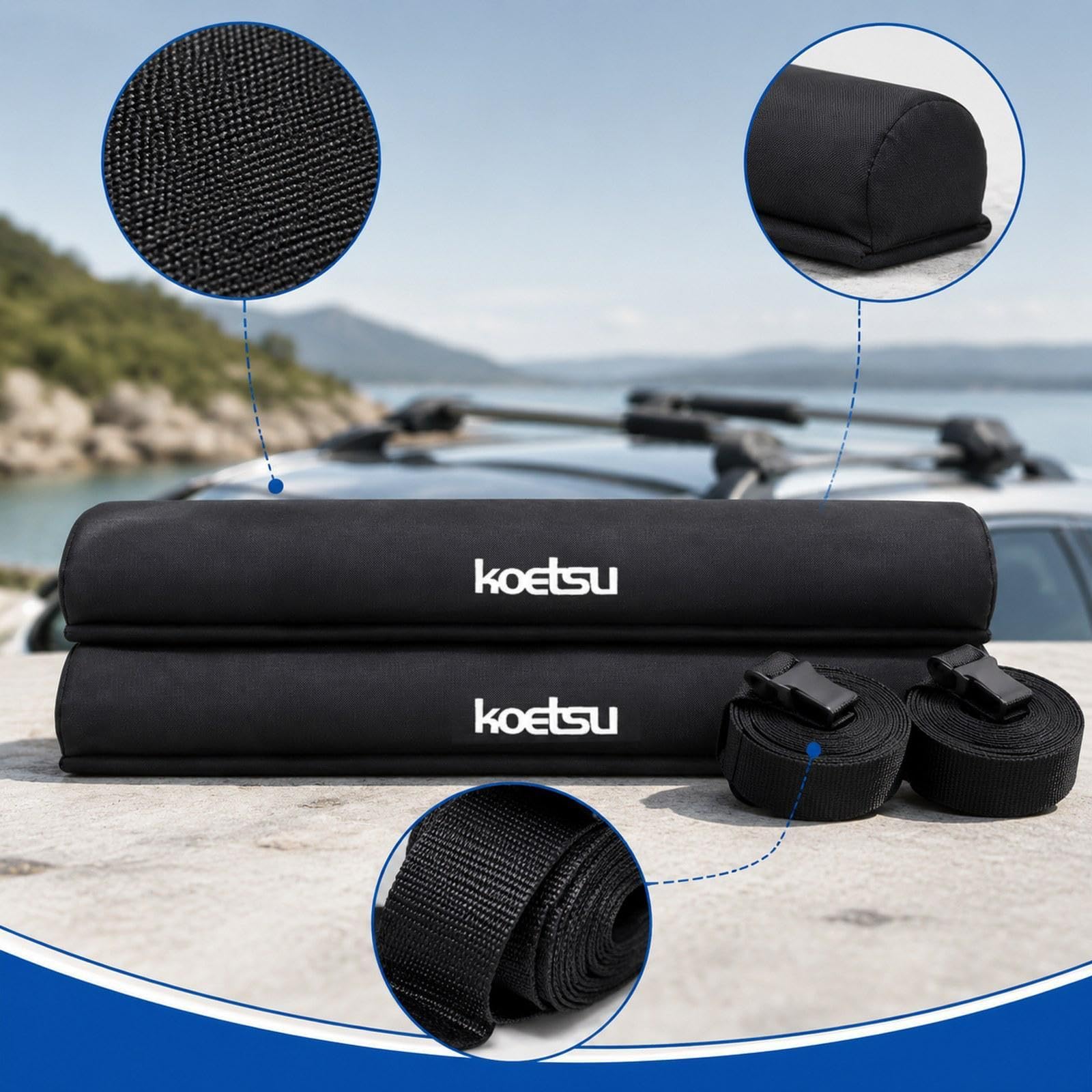 2 Pezzi Protezioni Barre Tetto Auto Cuscinetti Porta Kayak Surf Tavola Materiale Oxford Resistente Universal Adatto Trasporto Attrezzatura Sportiva
