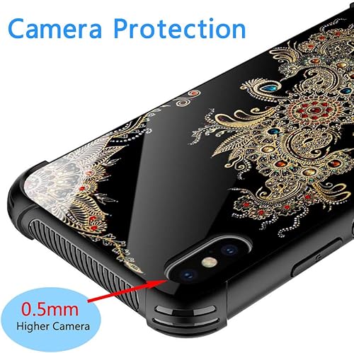 Miniatura 5 de funda para iPhone XXS, vidrio templado 9H, diseños para niñas y mujeres, de silicona suave TPU, resistente a los golpes, de 5.8 pulgadas, Mandala de