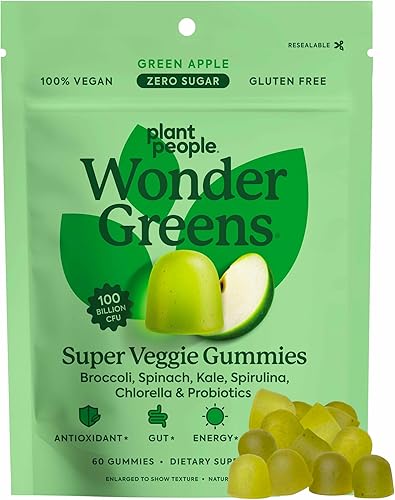 Plant People WonderGreens Veggie Gummies Super Greens con probióticos Multivitamínico Apoyo Gomitas para el bienestar, la energía, la salud