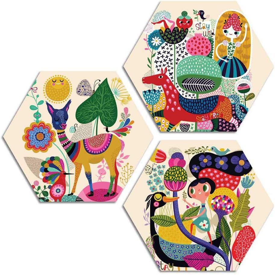 Elevate Your Decor with the Art Amori Unique Creative Modern Art Three-Piece Hexagon