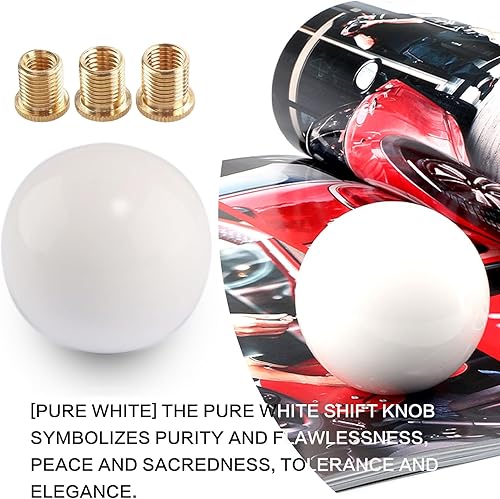 Miniatura 22 de Pomo de palanca de cambios redondo universal estilo mármol 5 6 velocidades para vehículos automáticos manuales con adaptadores (morado)