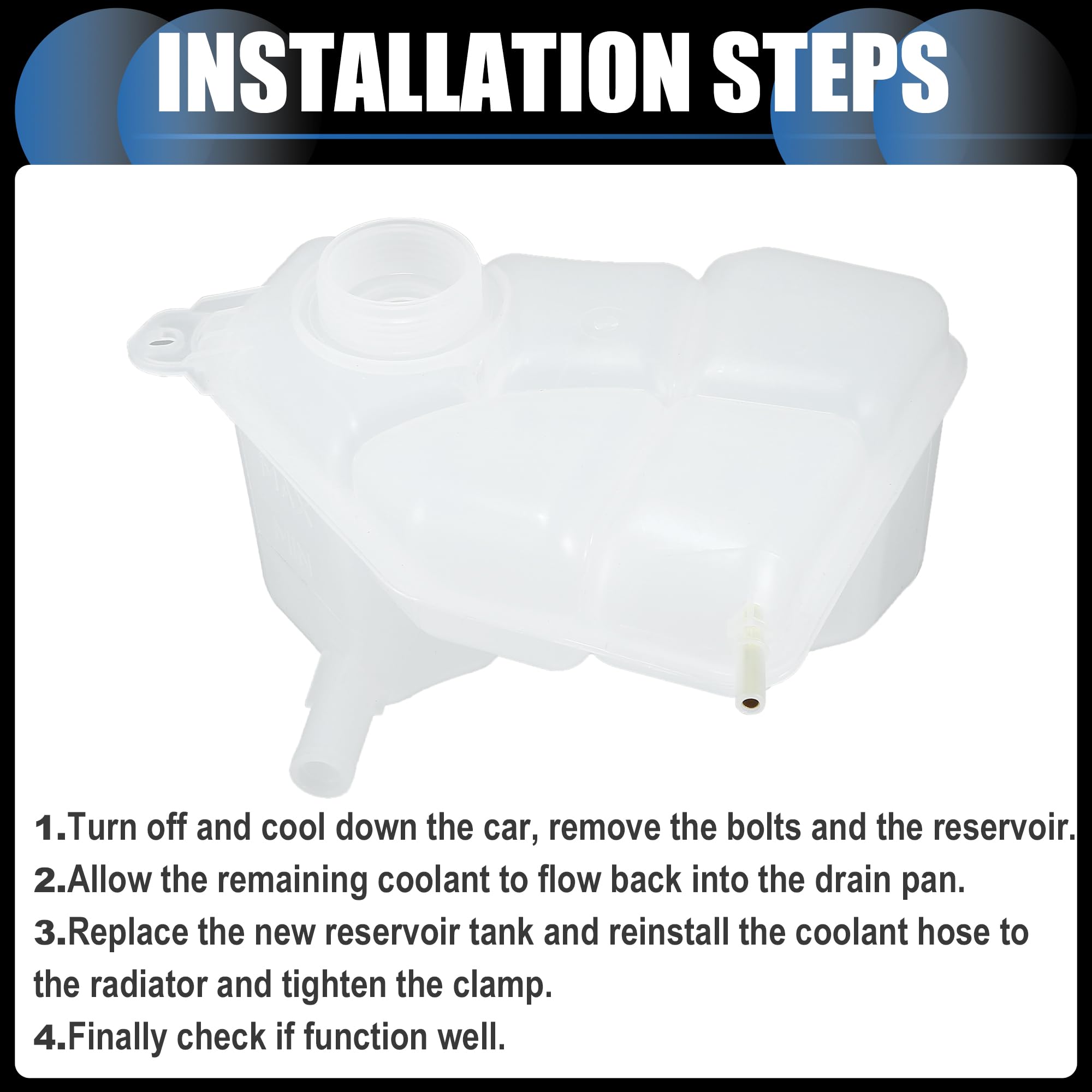 Depósito de expansión de agua para refrigerante, botella de desbordamiento de recuperación de líquido refrigerante del motor n.º 1221362/1141512 para Ford Fiesta MK6 2001-2008, color blanco,