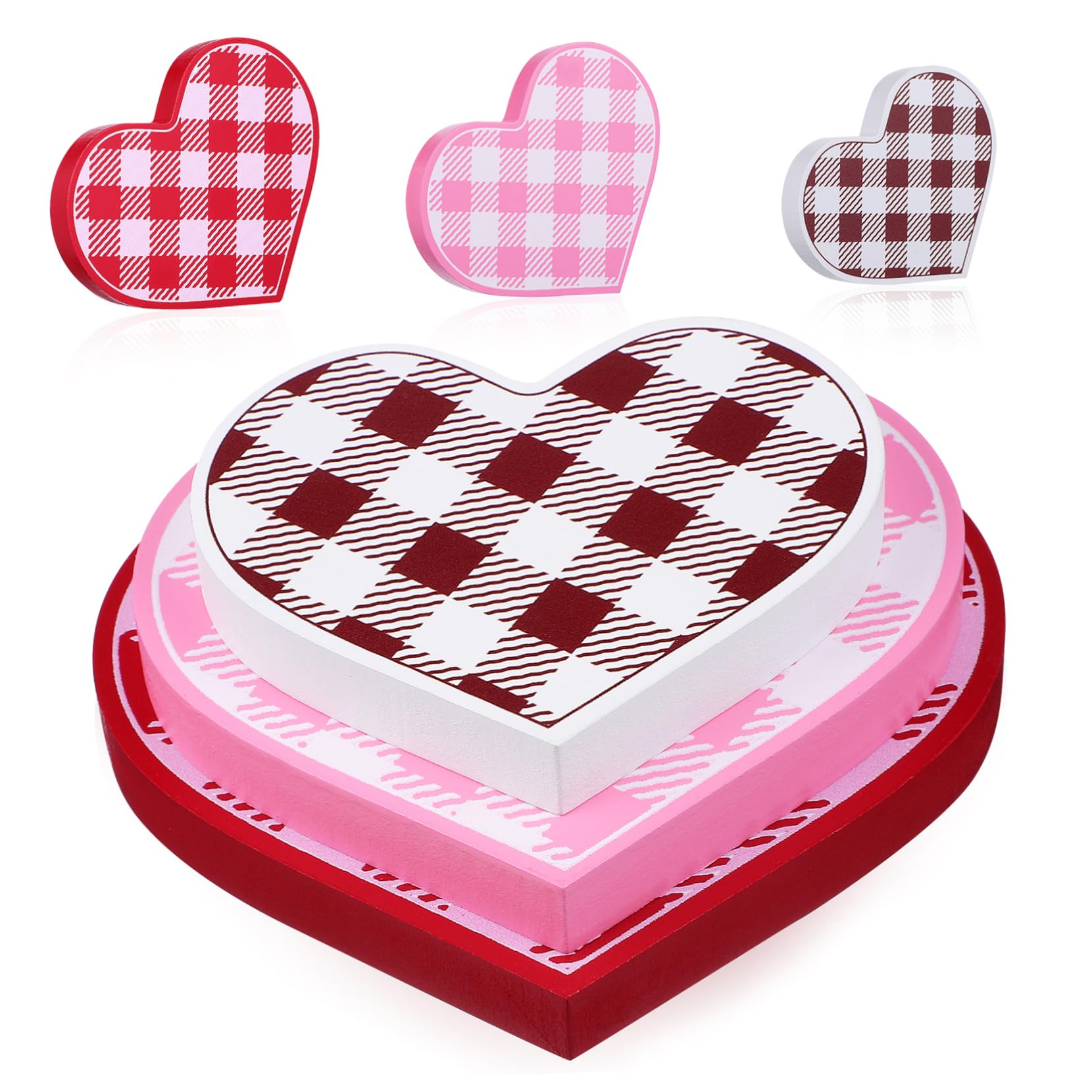 6piezas Decoración De Mesa De Forma De Corazón Letreros Románticos para Día De San Valentín Centro De Mesa Rústico para Hogar y Oficina Decoración Festiva