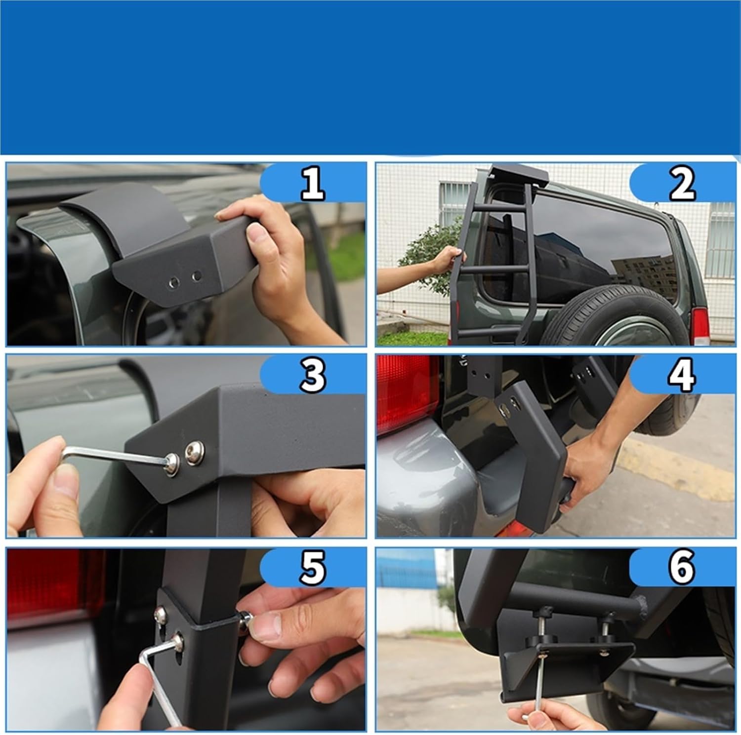 Car Rear Door Climbing Ladder Tailgate Rack Trunk Shelf Compatible with Suzuki Jimny 2007-2017 Exterior Accessories