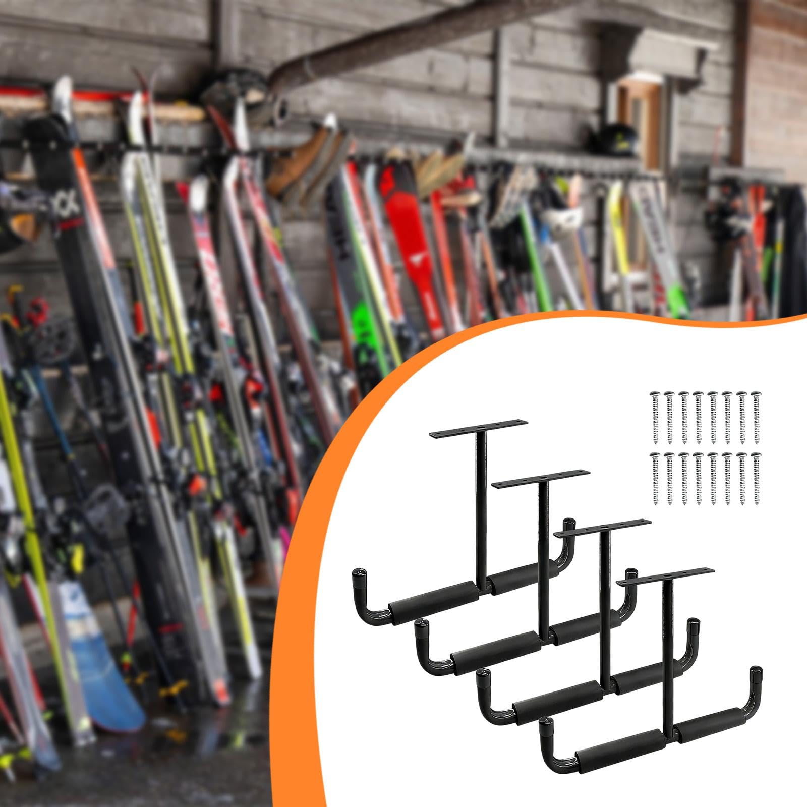 predolo 4x Gancio per garage sospeso Gancio per appendere al soffitto multiuso per in legno, Nero