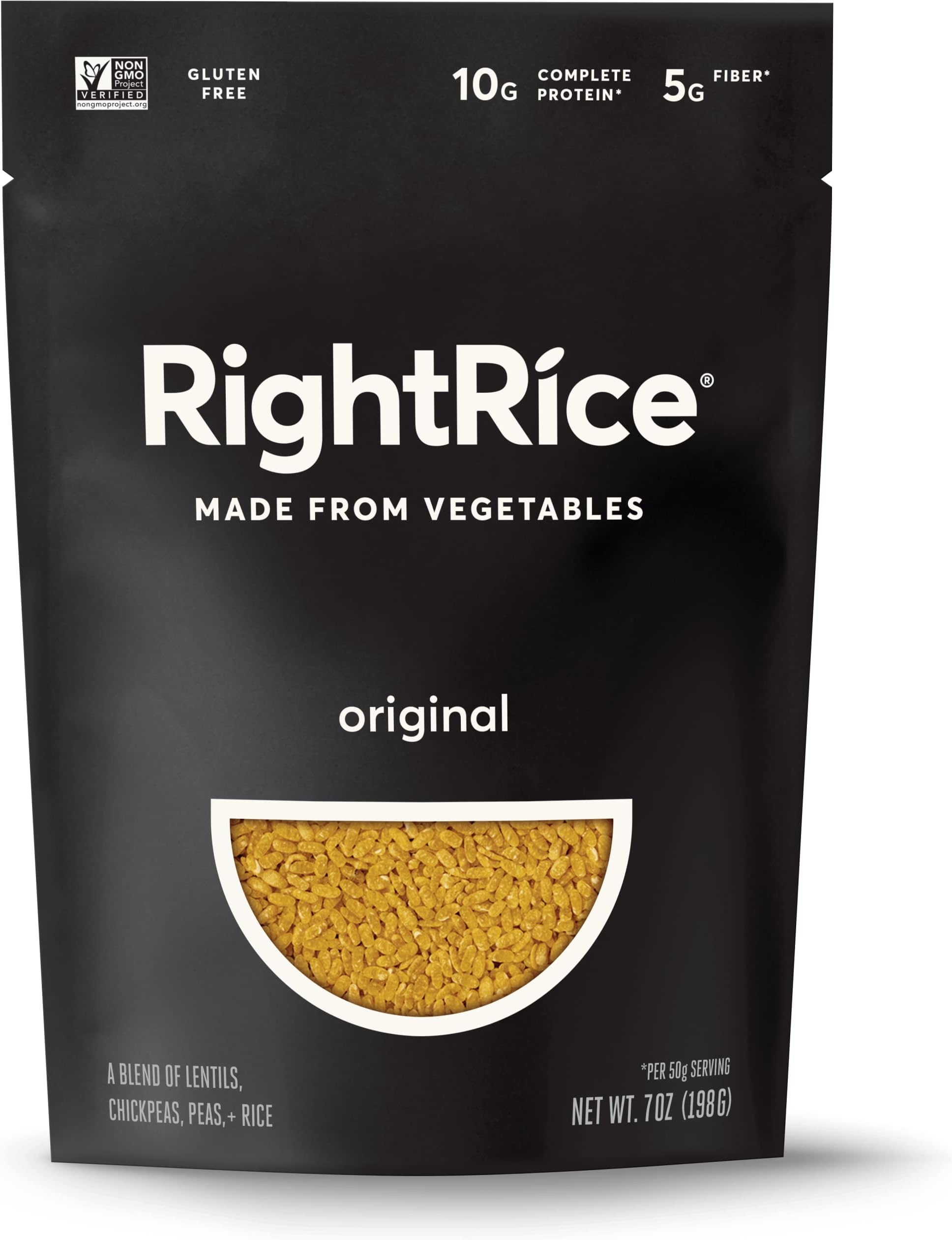 RightRice - Original (7oz. Pack of 1) - Made from Vegetables - High Protein, Vegan, non GMO, Gluten Free