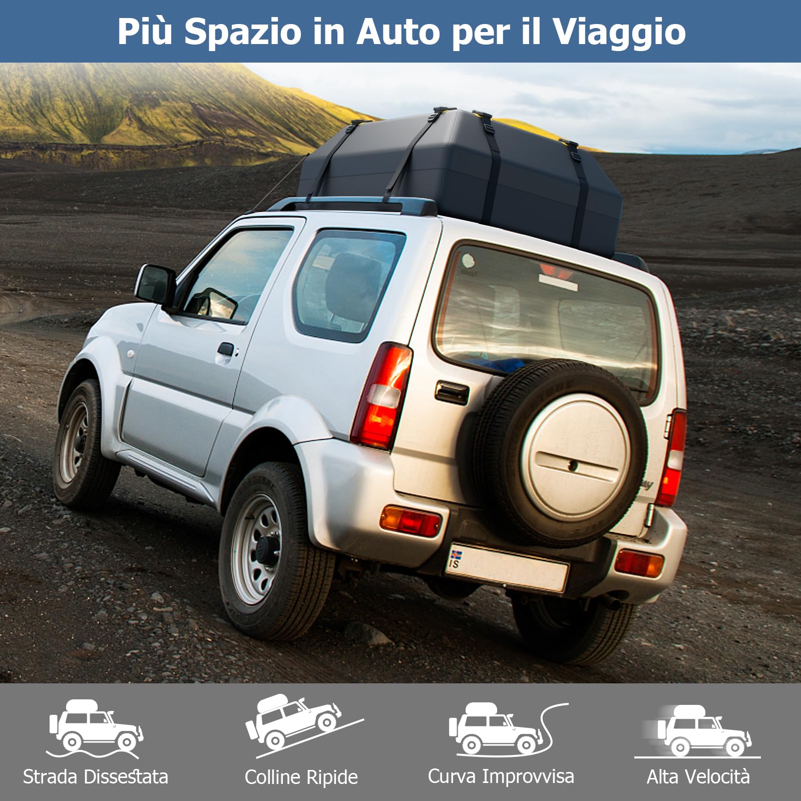 GYMAX 15/21 Piedi Cubi Box da Tetto per Auto, Borsa Tetto Impermeabile per Auto con/senza Portapacchi, Box Bagagli con Tappetino Antiscivolo & 6 Ganci Porta (83 × 112 × 43 cm)