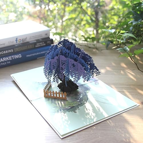 Miniatura 7 de Tarjeta desplegable de aniversario de árbol de corazón y pájaros del amor para él, ella en San Valentín, cumpleaños, boda o cualquier ocasión