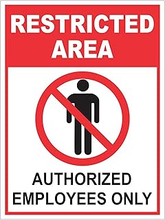 Vicinity Vinyl Sticker Safety & Warning Sign – "Restricted Area | Authorized Employees Only" | High-Visibility Vinyl Safety Signage for Offices, Factories & Workplaces | Waterproof – Pack of 1