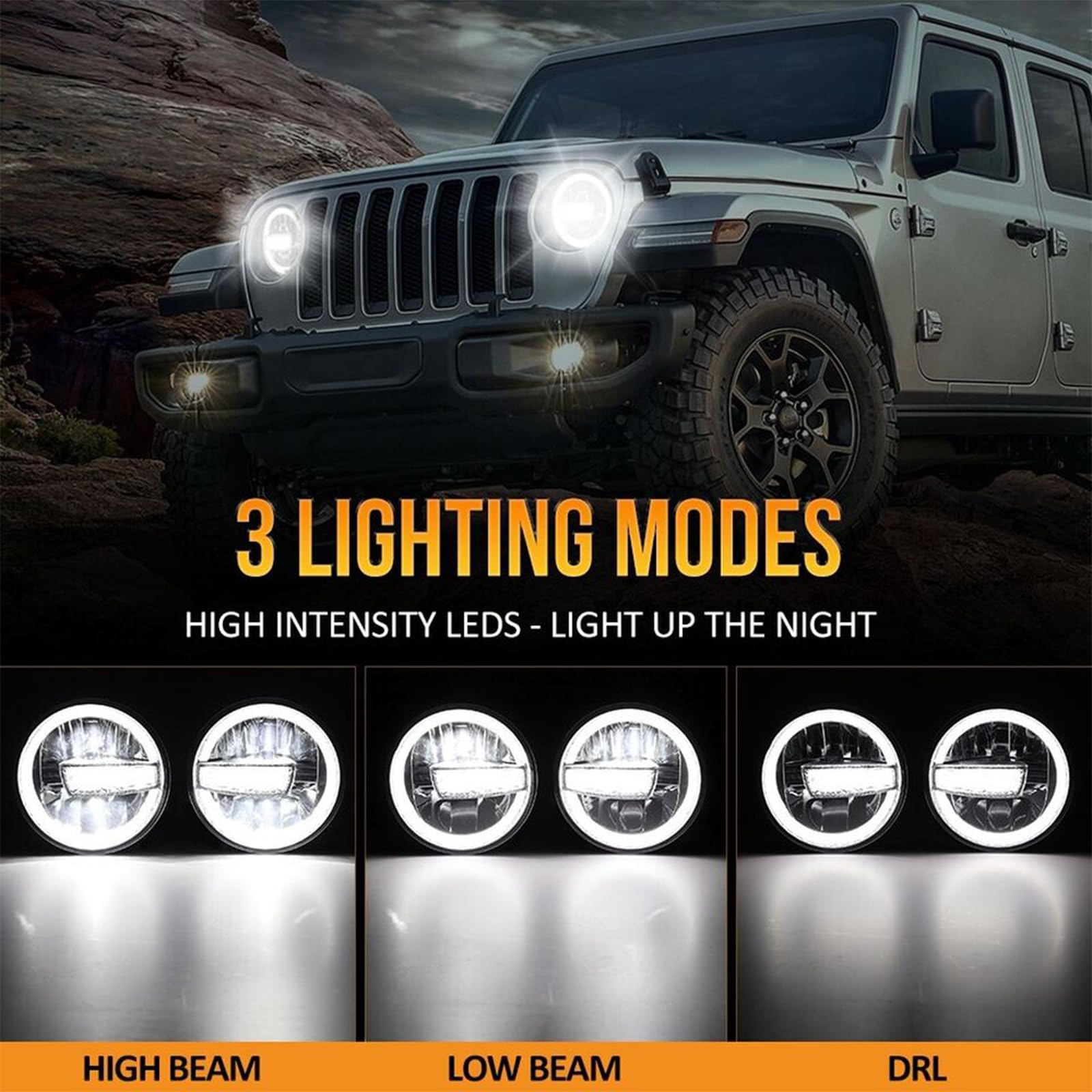 Coppia di fari LED da 7 pollici con alloggiamento omologato E24 DOT per Jeep Wrangler ◎ JK 2008-2017 Land Rover Defender 90 110 VW T3 G classe