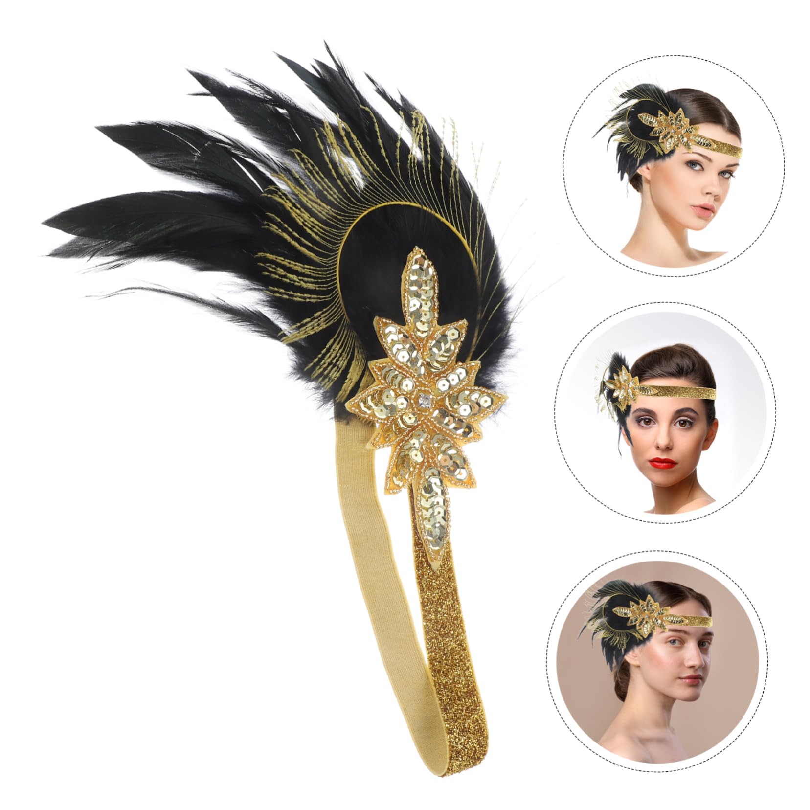 Beavorty Tiara Nupcial 4 Piezas Diadema De De Boda Tocados De Novia Para Boda Tocado Vintage Años 20 Diadema De Cuentas Para Mujer 1920 Pelo Mujer Banquete Elasticidad Poliéster