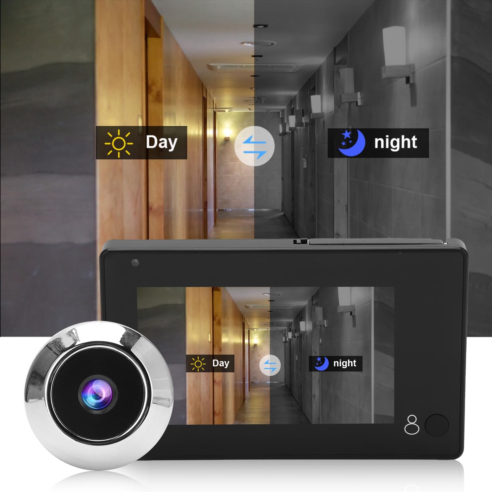 Judas numérique sans fil HD 145 ° ultra grand angle écran haute définition 4,3 pouces HD pour la maison, l'appartement, l'hôtel