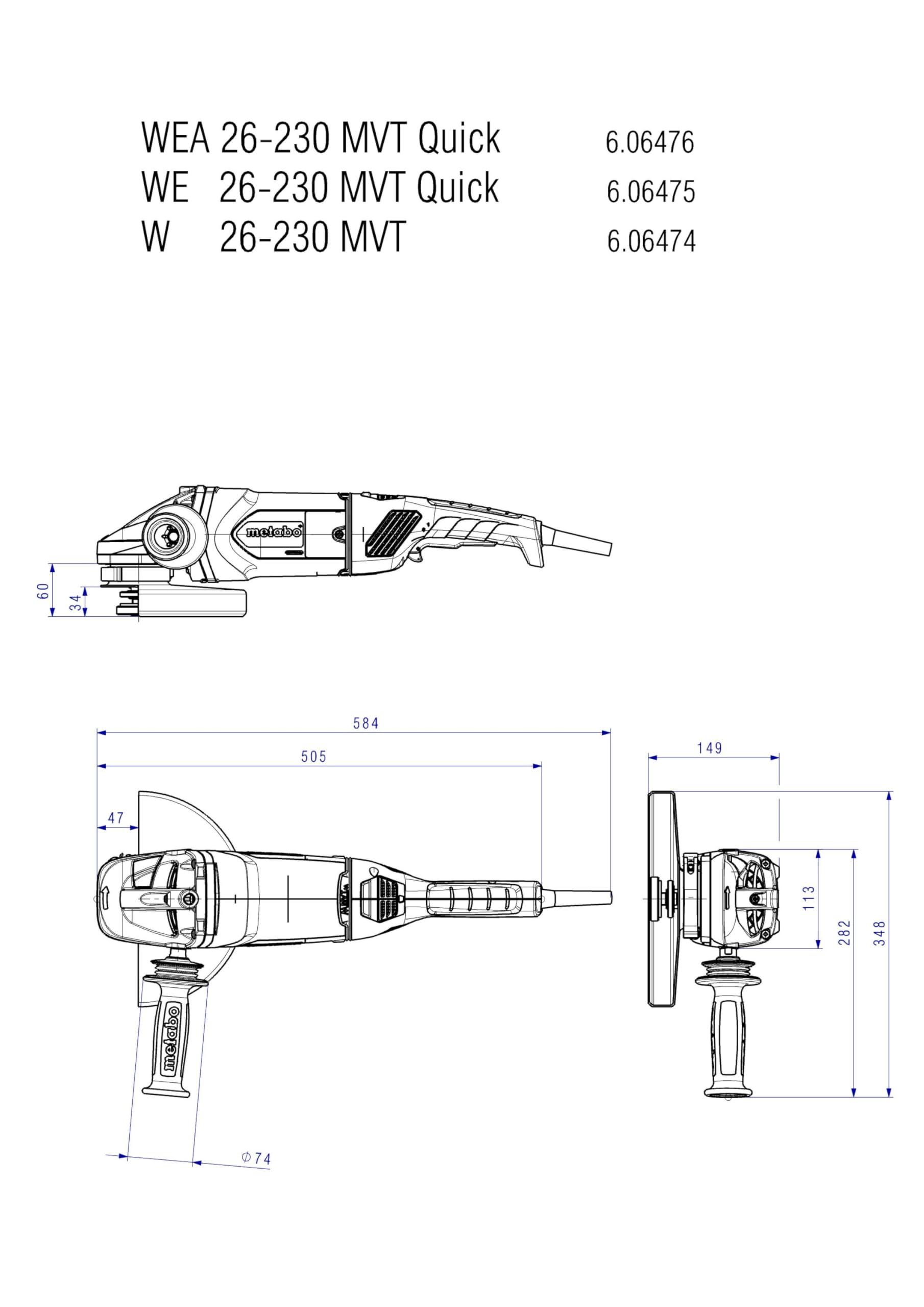 Metabo - Meuleuse d'angle 230 mm 2600 W - WE 26-230 MVT Quick