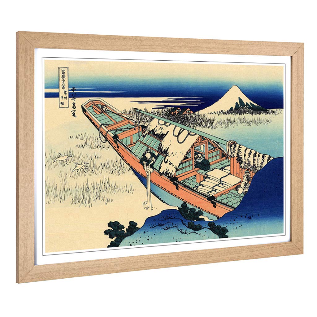 Big Box Art Framed Print of Hokusai Japanese Oriental Ushibori Design | Wall Art Picture | Home Decor for Kitchen, Living Room, Bedroom, Hallway, Oak, A2 / 24.5x18 Inch / 62x45cm
