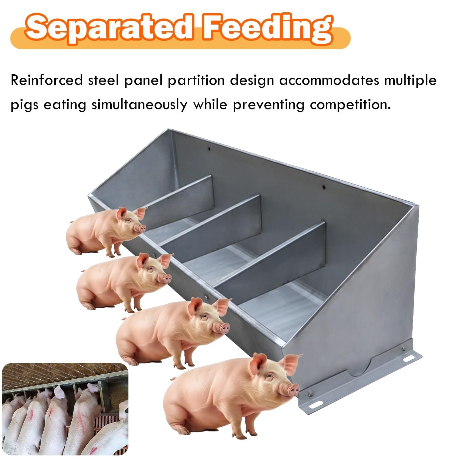 Comedero de cerdo, comedero de gran capacidad, de metal resistente, con diseño de 4 compartimentos, comedero multiusos para caballos, cabras, ovejas, ganado, vaca