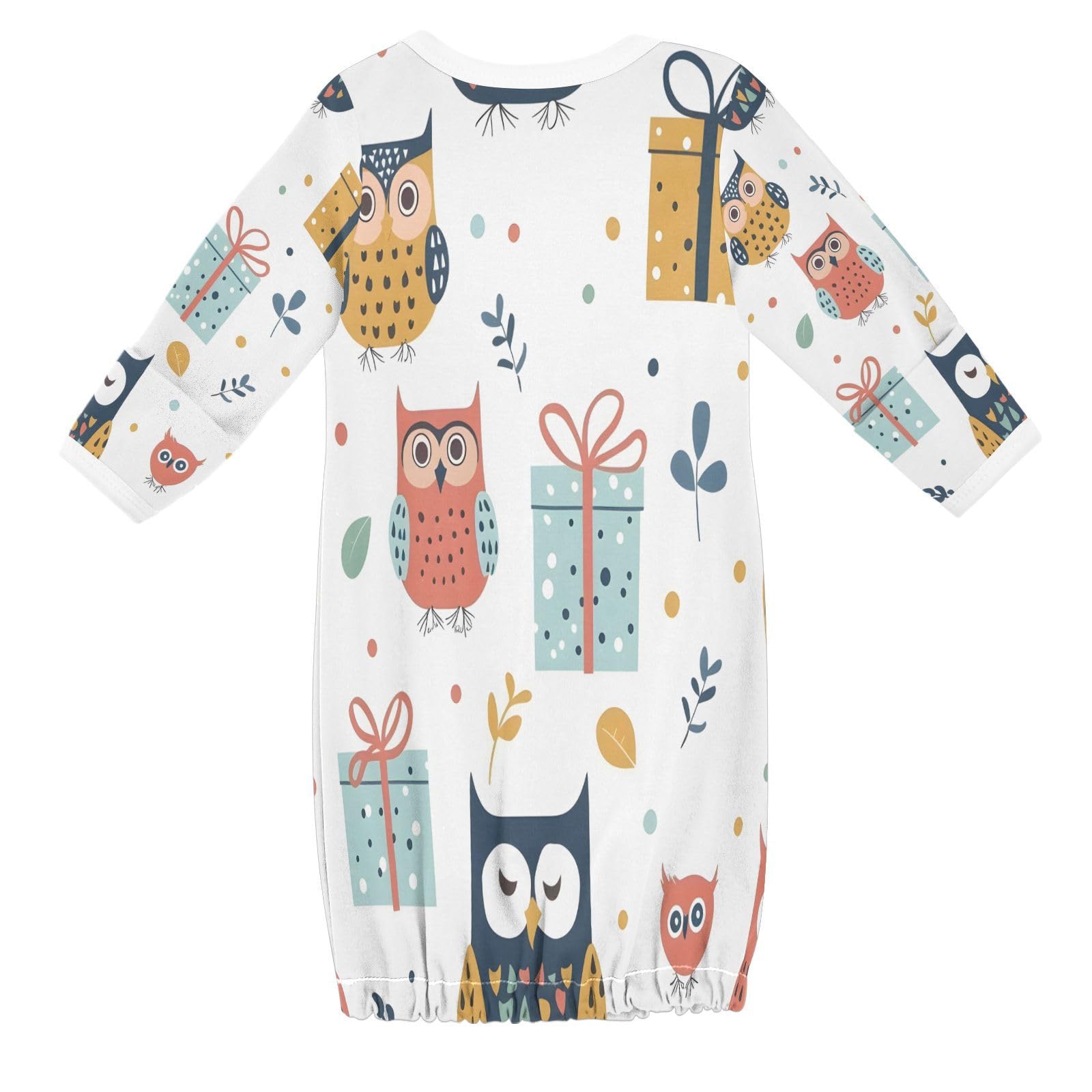 senya Nightdress Sleeper Gown Long Sleeve Nightgown Pajamas Cute Owls and Gift Boxes for 3-12 Months Multi