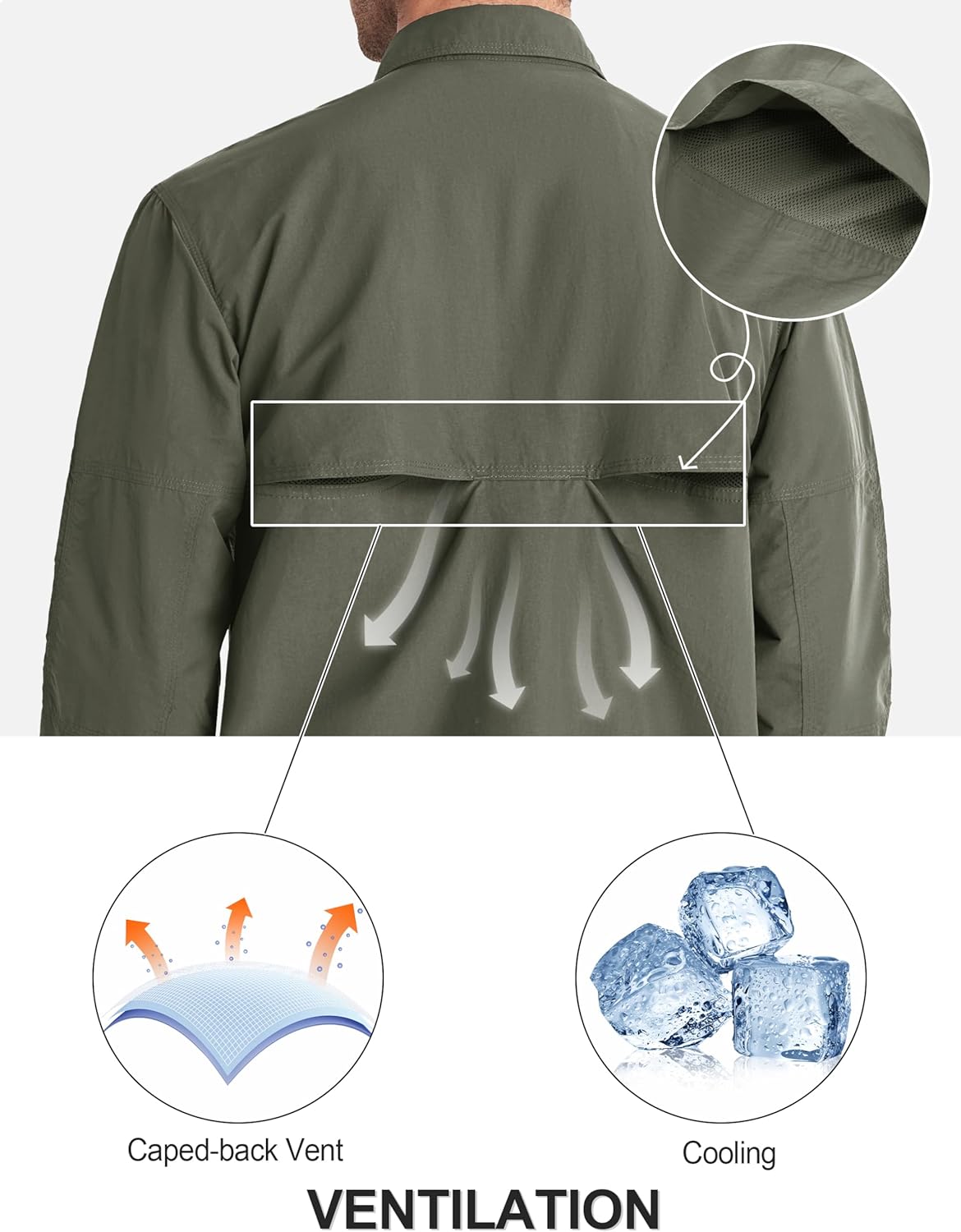 TACVASEN Men's Tactical Shirts Long Sleeve Quick Dry Breathable Button Down Fishing Work Safari Hiking Camping Hunting