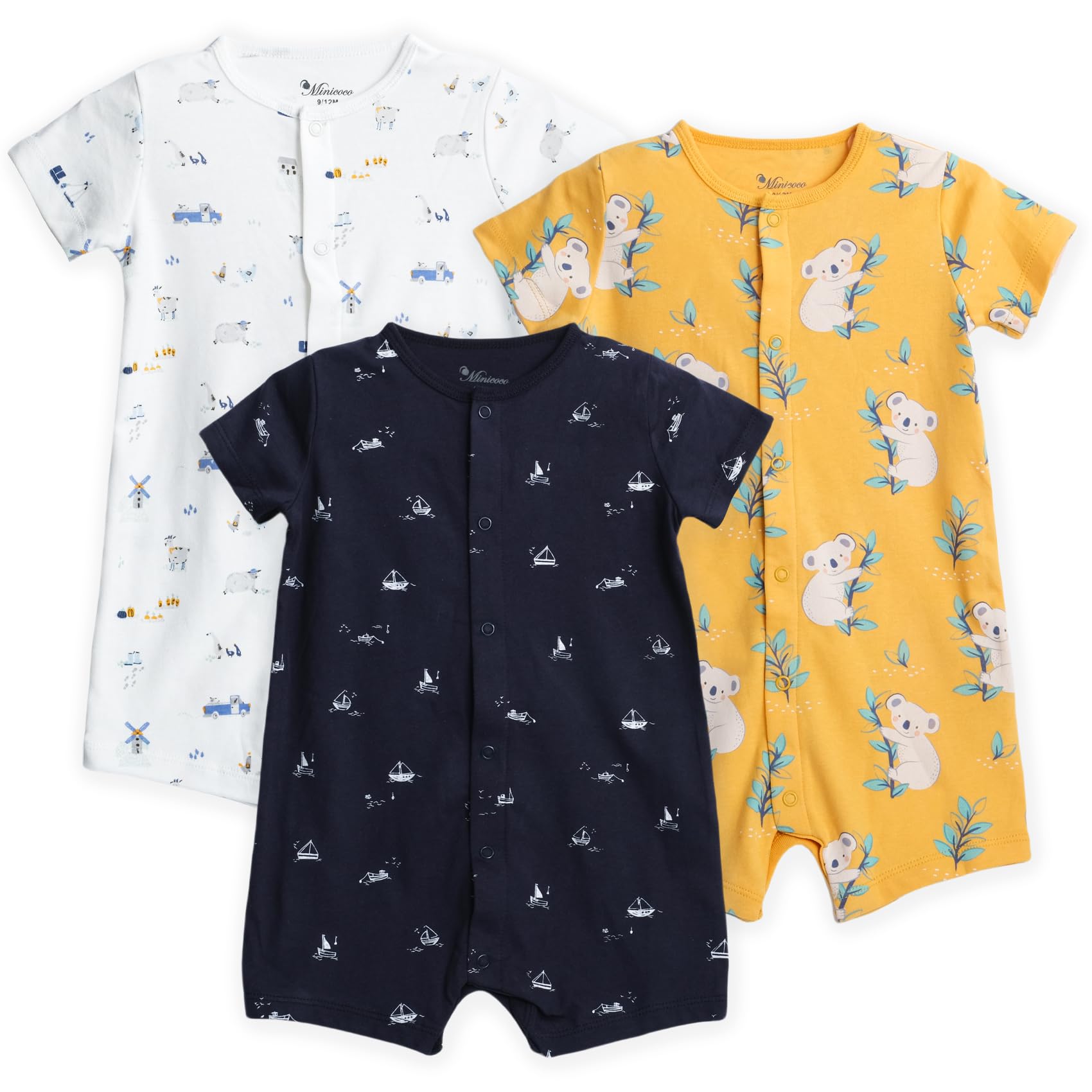 3-Pack 100% Cotton Baby Boy Rompers Buy 3-Pack 100% Cotton Baby Boy Rompers