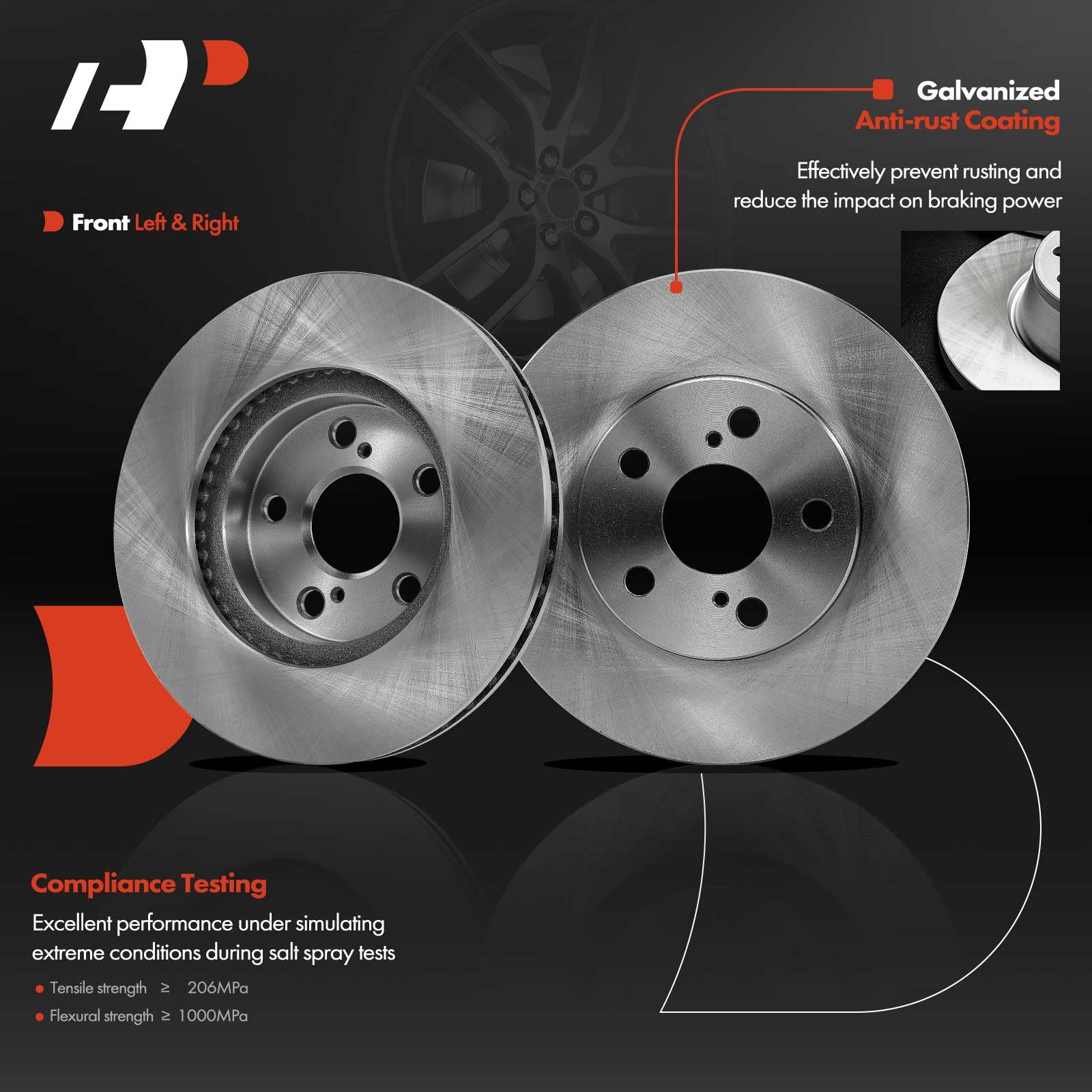 Kit De 4 Discos De Freno (delanteros Y Traseros) Para Toyota Prius, Prius Plug-in, Lexus CT200h - AM Autoparts