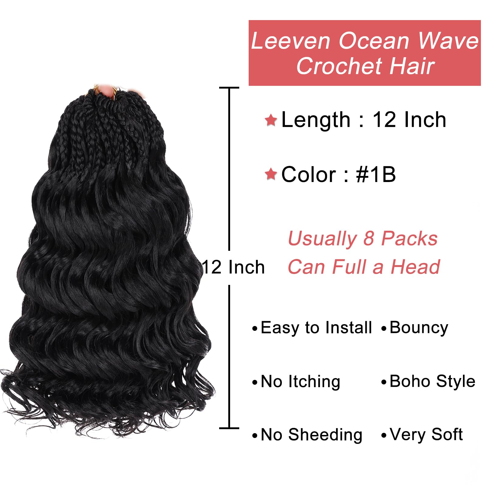 週末特価whatwewant exTENsion no SITA WN 黒レジン Amazon.com : Leeven Curly Crochet Hair 12 Inch 8 Packs Pre Looped