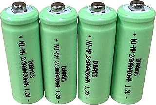Dunamis 4pk AA Rechargeable Solar Light Batteries 1.2v NiMH 2/3AAA 400mAh - **2/3 AAA Size** Ideal for Solar Lights…**THESE ARE NOT AAA SIZE BUT TWO THIRDS AAA OR 2/3 AAA SIZE** (4 Pack - Button Top)