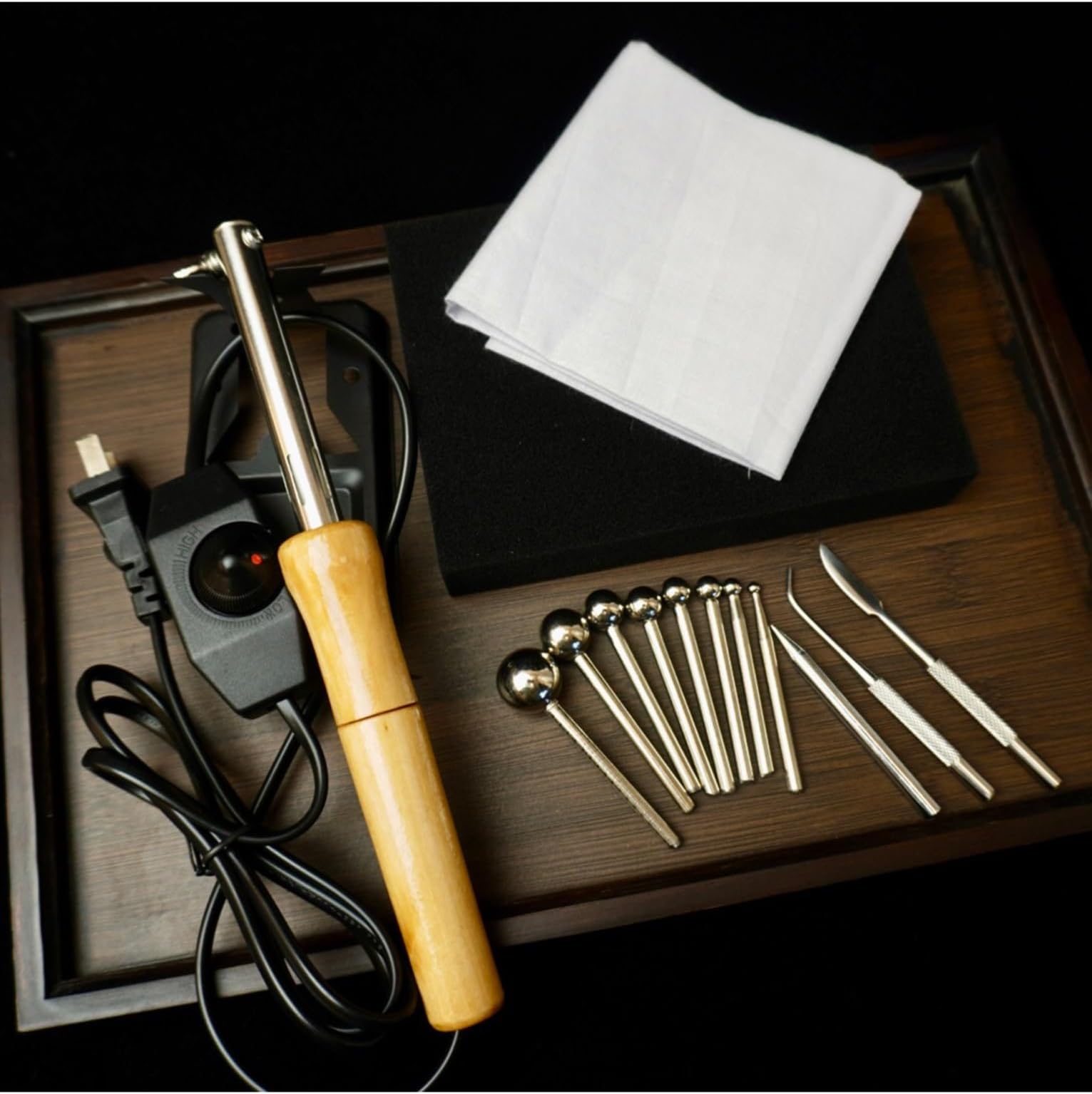 Electric Fabric Flower Making Tools Set, DIY Artificial Flower Soldering Iron Fake Flower Making Tools, Adjustable Temperature (15items)