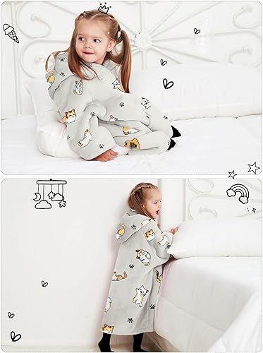 Miniatura 3 de Manta con capucha para niños pequeños de 2 a 6 años de Sherpa con bolsillo para niñas y niños pequeños