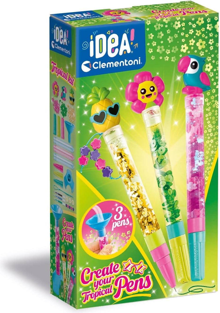 Clementoni Multi-Coloured Mini Factory Tropical Pens Set Creative