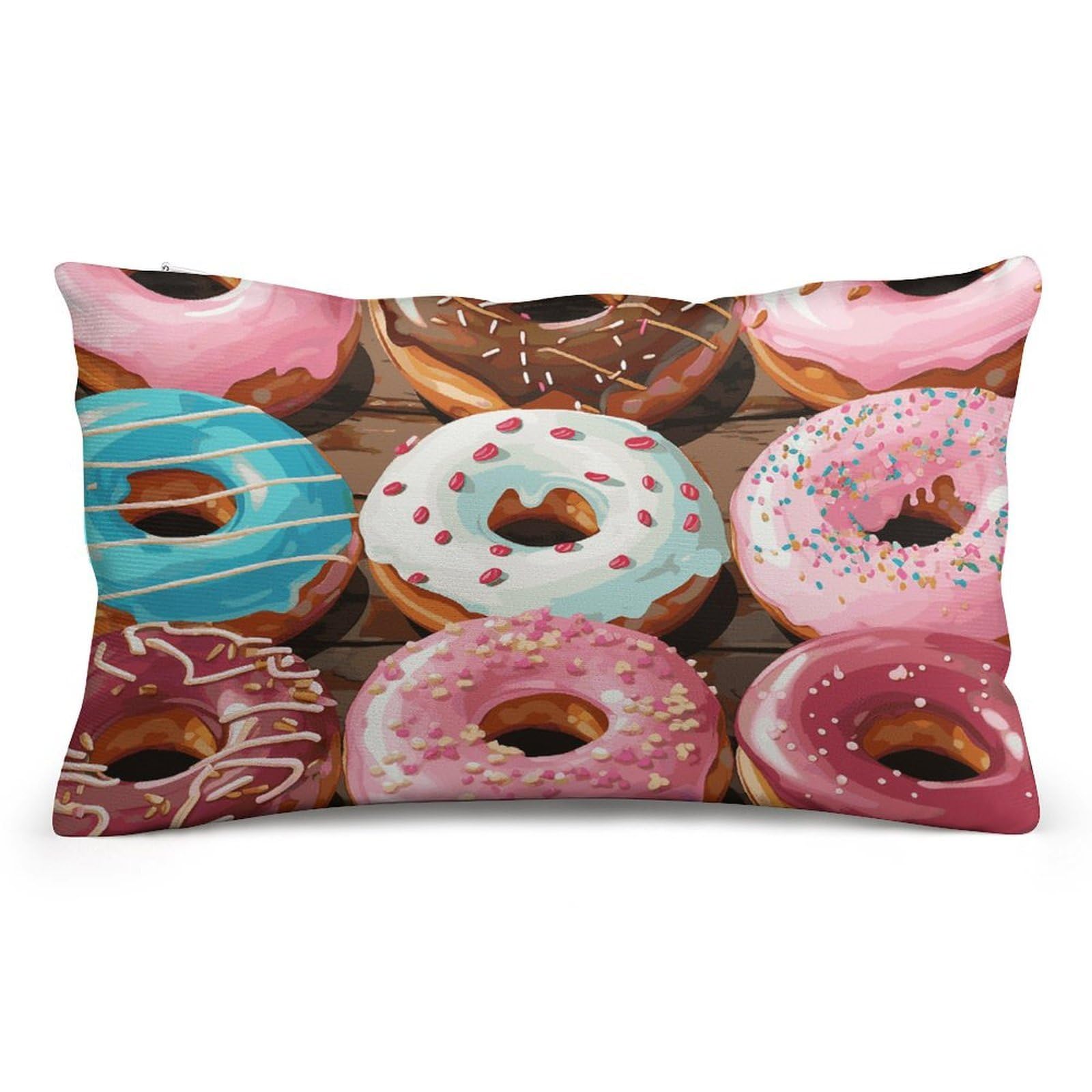 Velvet Pillowcases Standard Size 8"x12", Ultra Soft Breathable Pillow Cases for Bed, Luxury Cozy Fuzzy Pillow Shams, Lumbar Pillow Cover, Donuts Cushion Case Home Decor