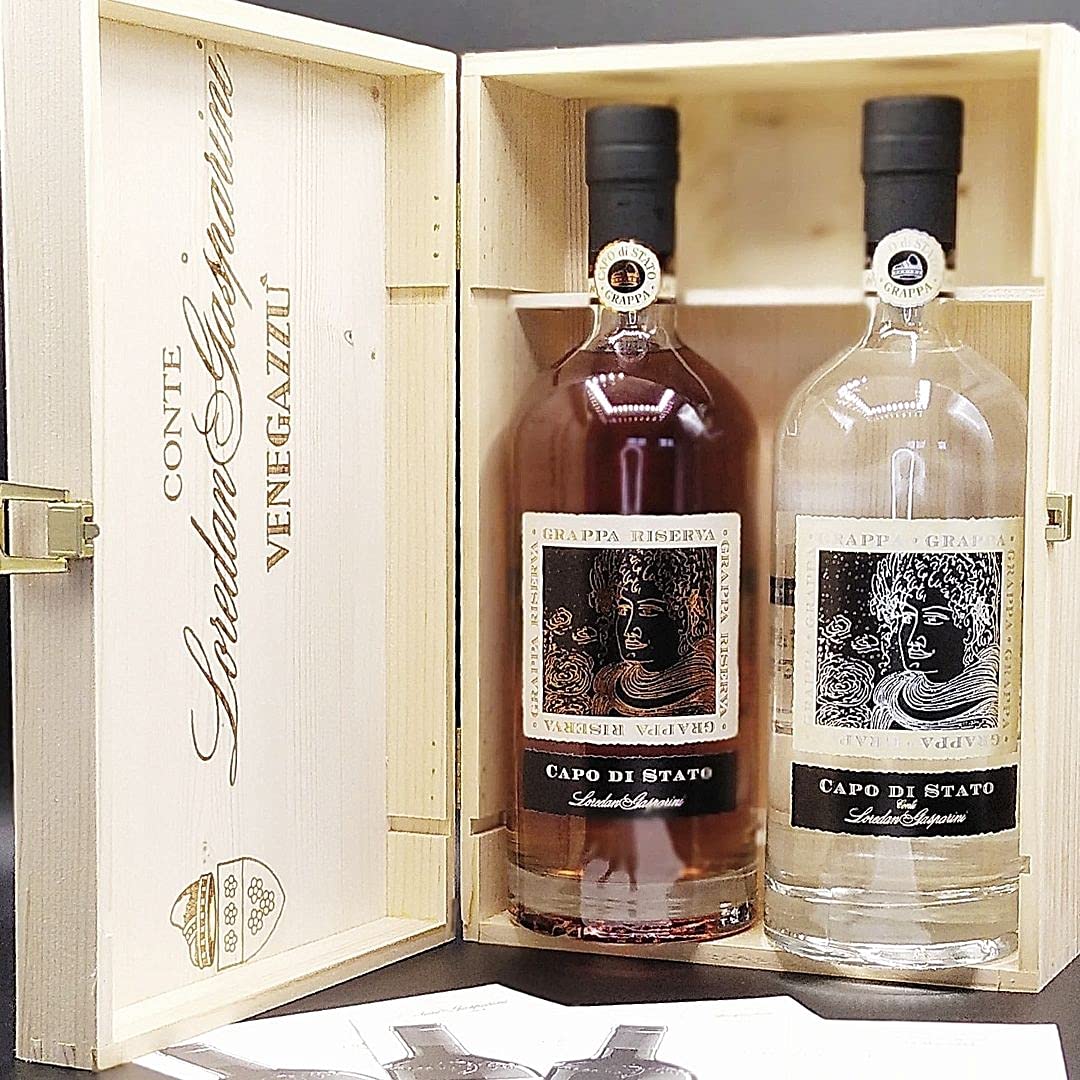 Confezione in cassa legno Grappa Capo di Stato