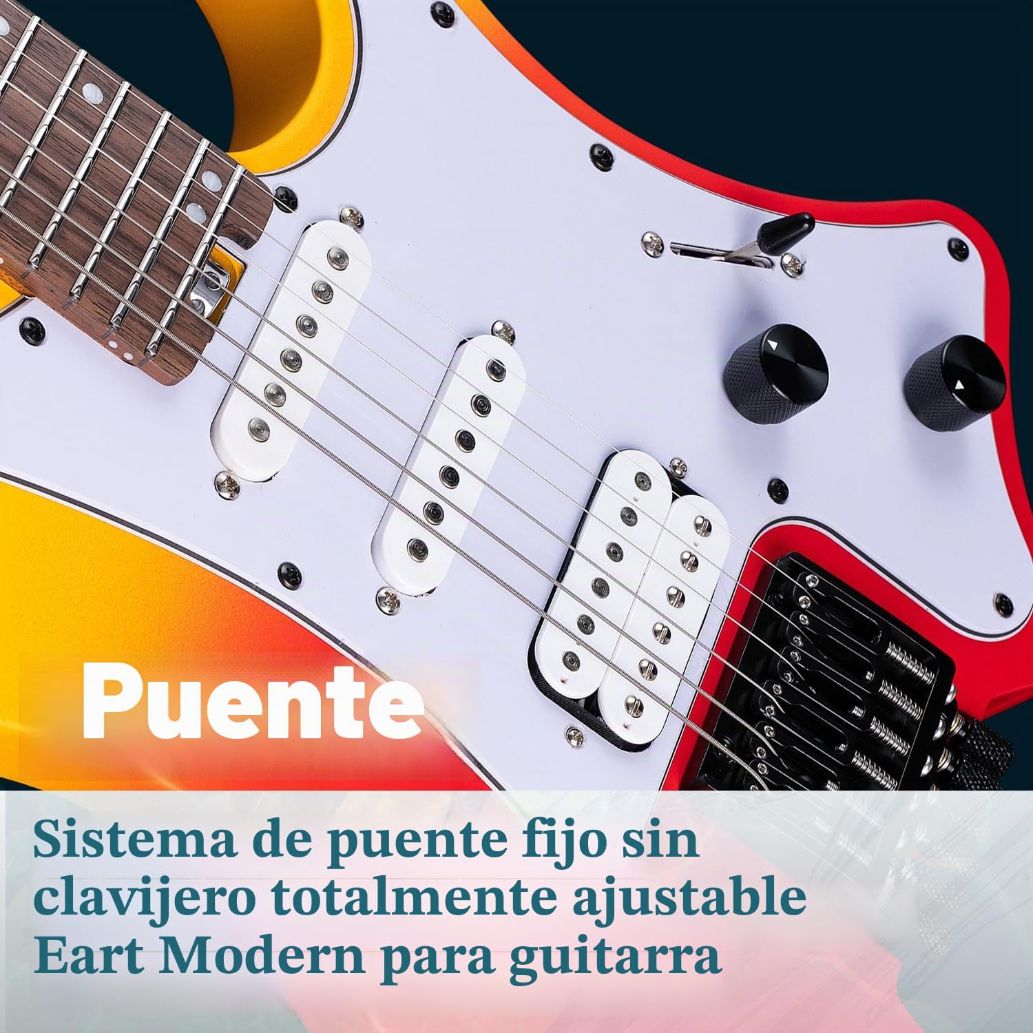 Guitarra eléctrica sin cabeza GW2P-SE, cuerpo de caoba tostado, cuello de arce canadiense, trastes jumbo, ráfaga roja