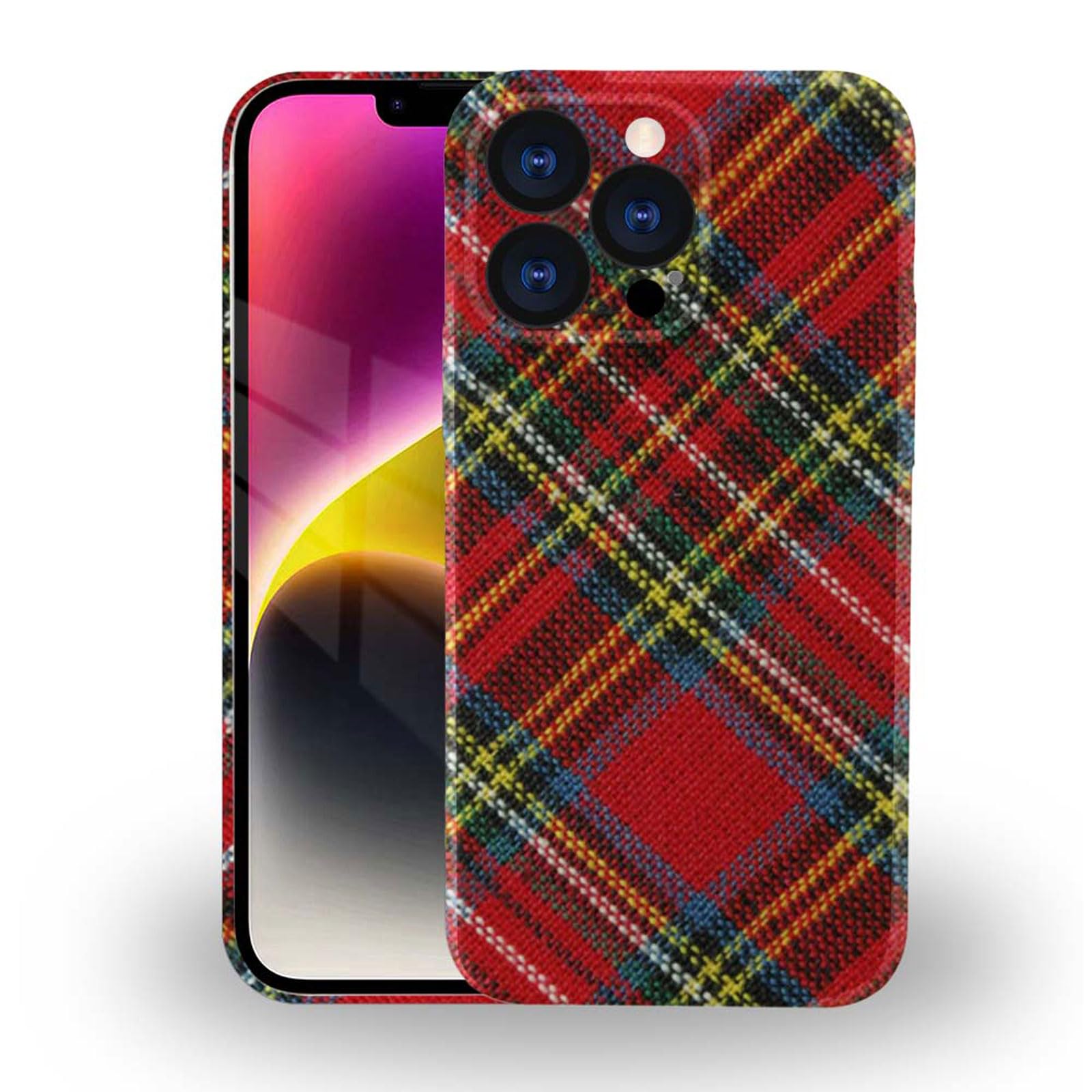 DAIZAGCase Compatible with for iPhone 15 Pro Christmas Tartan Plaid Phone Case 3D Soft Durable Shock Fall Protection Phone Case for iPhone 15 Pro
