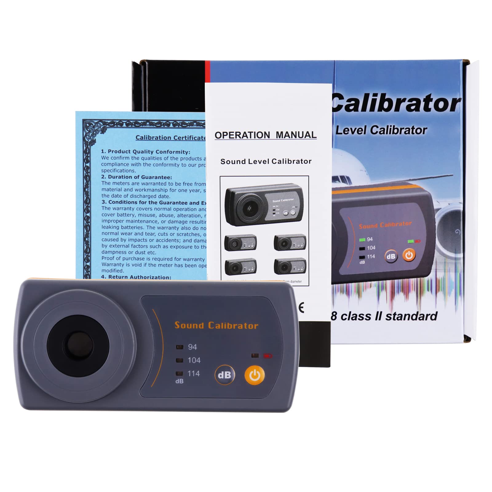 Calibratore del livello sonoro 114dB / 94dB / 104dB Audio Noise Meter Alta Frequenza Precisione 13,2 mm (½") Microfono Dimensioni microfono