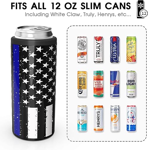 Miniatura 3 de TILUCK Skinny - Enfriador de latas para cerveza delgada y seltzer duro, acero inoxidable, doble pared aislada de acero inoxidable, estándar de 12