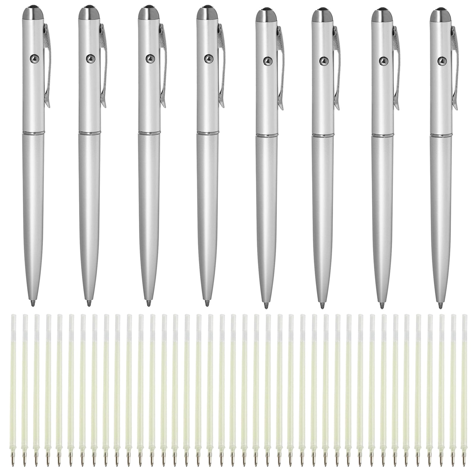 TopHomer Invisible Ink Pen, 8PCS Pen With 60PCS Refills, Spy Pens for Writing Secret Messages for Party Bags, LED UV Light Marker, Secret Pens For Party Bag Fillers Office Supplies
