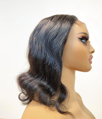 Peluca ondulada de 4 x 4 con cierre de encaje transparente HD, pelucas de cabello humano virgen brasileño para mujeres, prearrancadas con abuelitos,