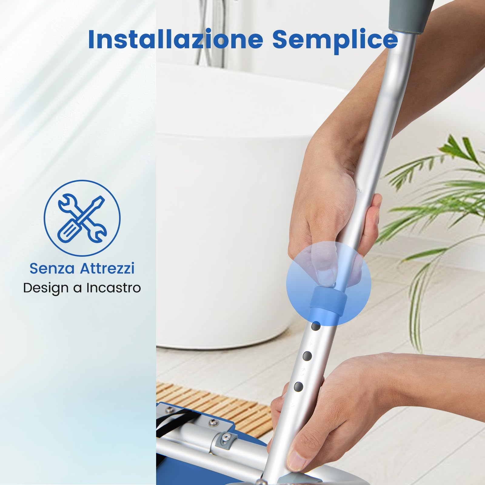 RELAX4LIFE Sgabello da Doccia Pieghevole, Sedia per Doccia in Alluminio, Altezza Regolabile 49-52,5 cm, Piedini Antiscivolo in Gomma, Sedile da Bagno per Anziani e Disabili o Riabilitazione (Blu)