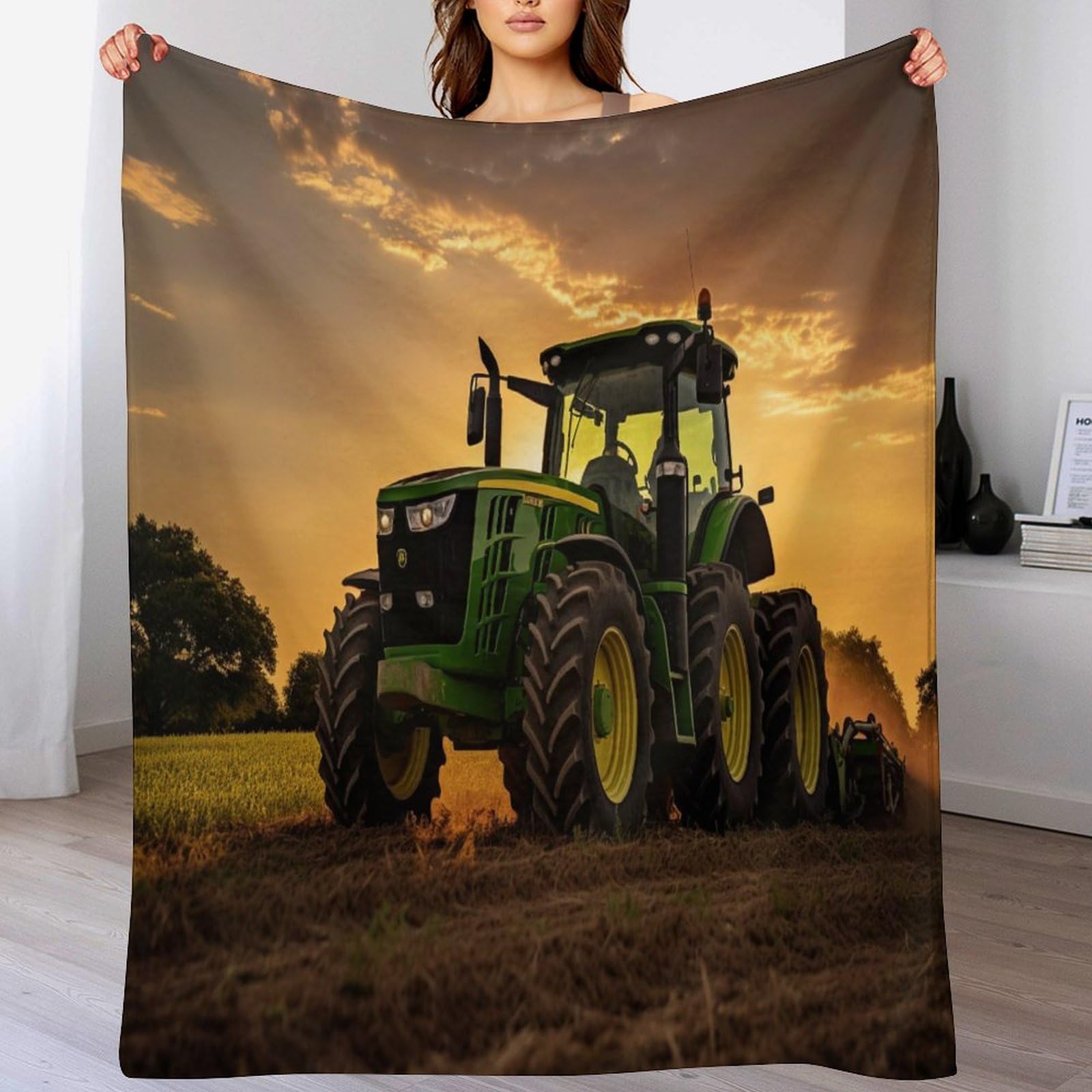 Manta de franela de tractor ideal para regalar a niños