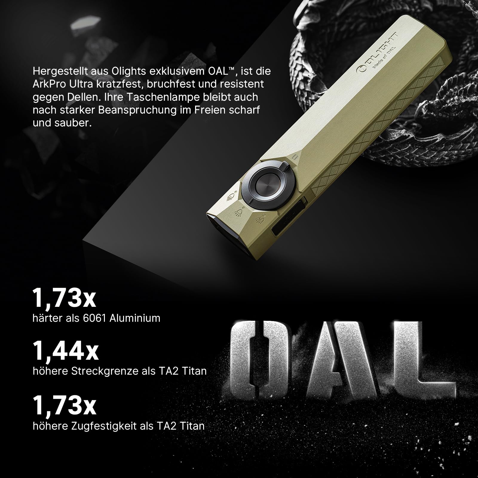 OLIGHT ArkPro Ultra led Taschenlampe mit UV Licht und Grünlicht, 1700 Lumen, robuster flache Taschenlampe mit reinweißem Licht, Magnetischer oder USB-C Anschluss für Outdoor, IPX7 Wasserdicht, OD Grün