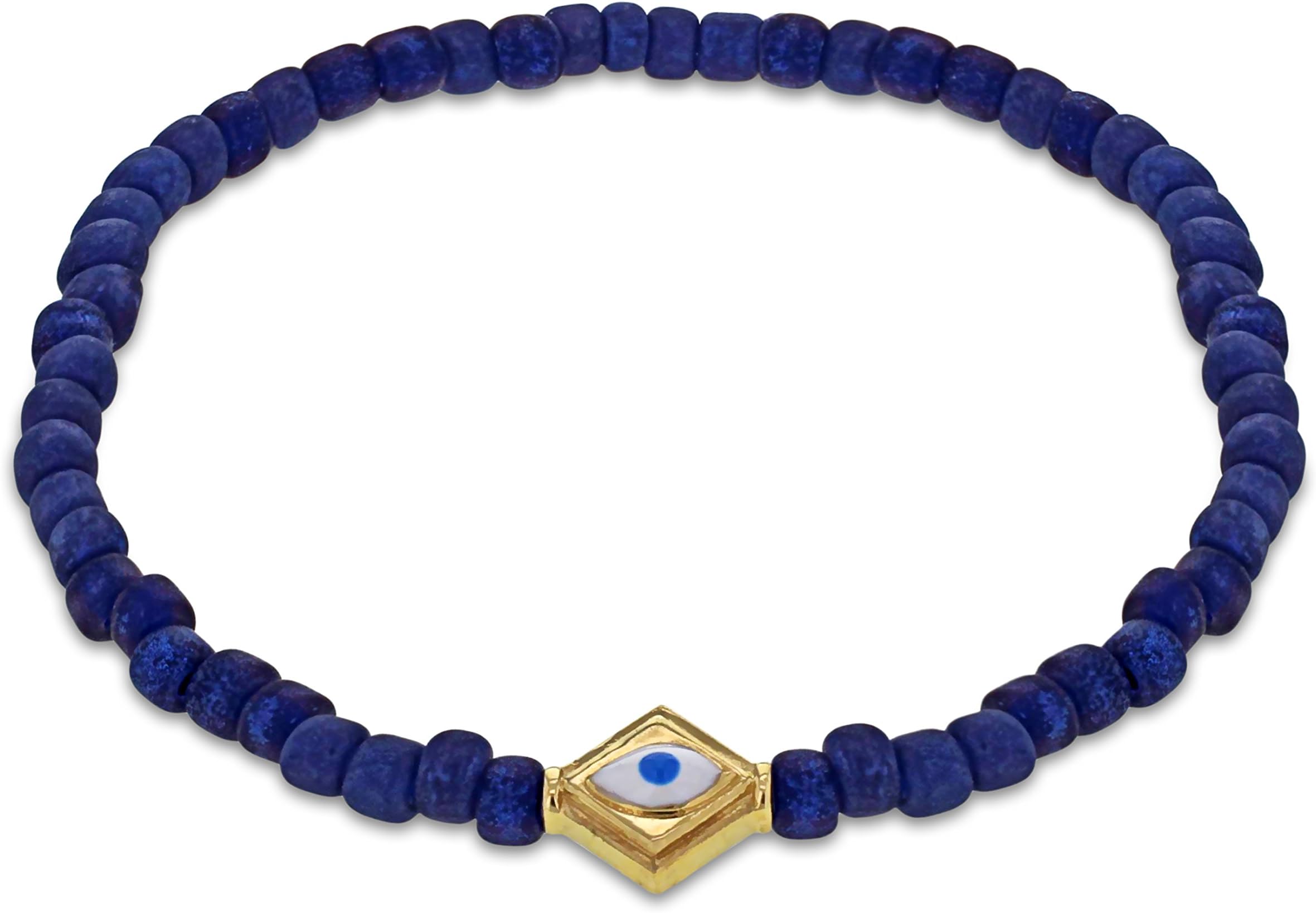 LUIS MORAIS 14 ct Evil Eye Lozenge Beaded Bracelet